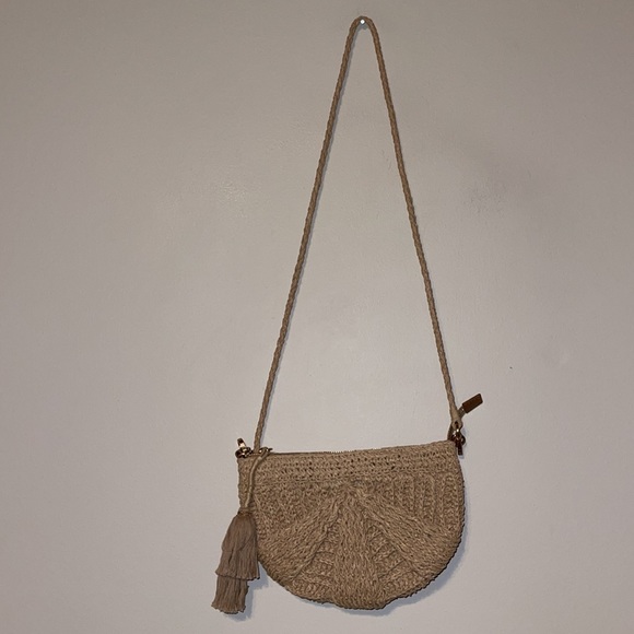J. Jill Bags Jjill Half Moon Straw Crossbody Bag Poshmark